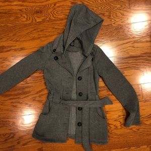 Small Gray Pea Coat with hood